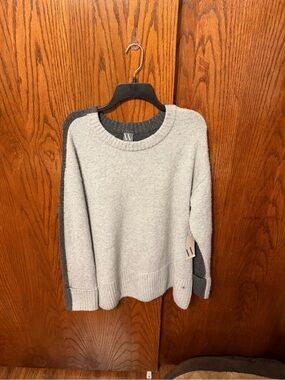Worthington Two-Tone Light Gray and Dark Gray Crewneck Sweater